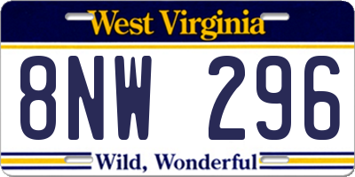 WV license plate 8NW296