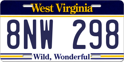 WV license plate 8NW298