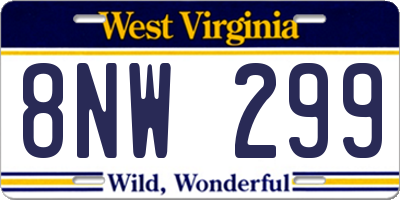 WV license plate 8NW299