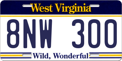 WV license plate 8NW300