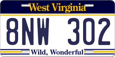 WV license plate 8NW302