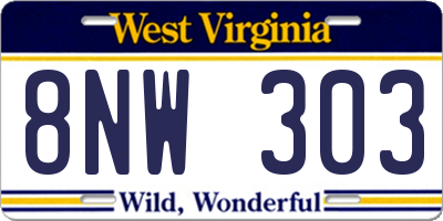 WV license plate 8NW303