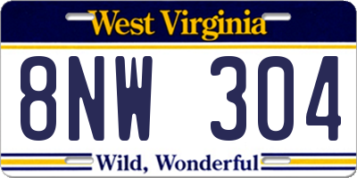 WV license plate 8NW304