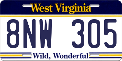 WV license plate 8NW305