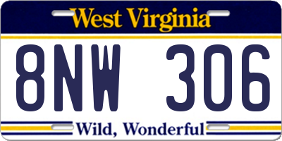 WV license plate 8NW306