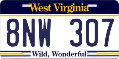 WV license plate 8NW307