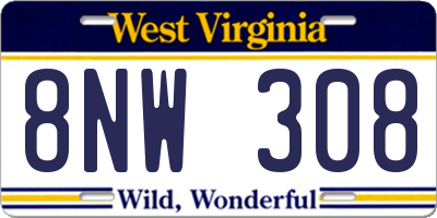 WV license plate 8NW308