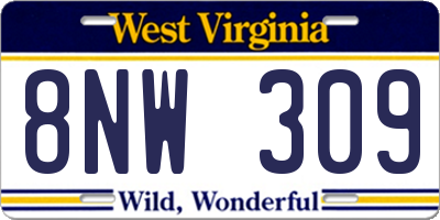 WV license plate 8NW309