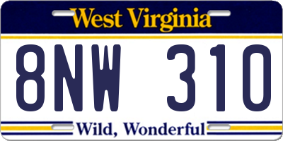 WV license plate 8NW310