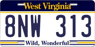 WV license plate 8NW313