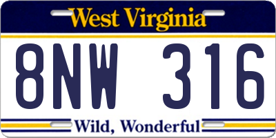 WV license plate 8NW316