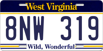 WV license plate 8NW319