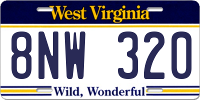 WV license plate 8NW320