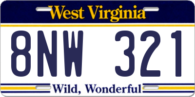 WV license plate 8NW321