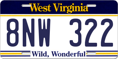 WV license plate 8NW322