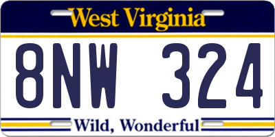 WV license plate 8NW324