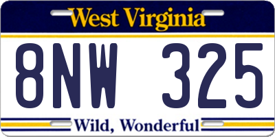 WV license plate 8NW325