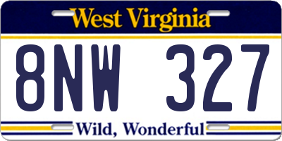 WV license plate 8NW327