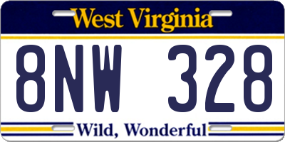 WV license plate 8NW328