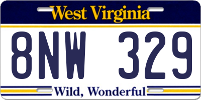 WV license plate 8NW329