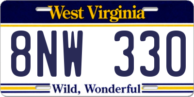 WV license plate 8NW330