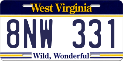 WV license plate 8NW331