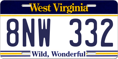 WV license plate 8NW332