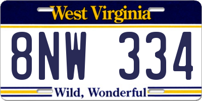 WV license plate 8NW334