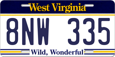 WV license plate 8NW335