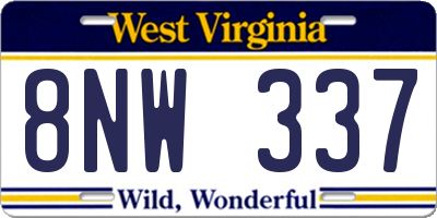 WV license plate 8NW337