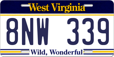 WV license plate 8NW339
