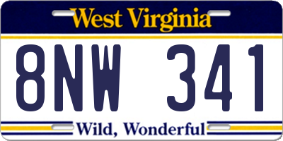 WV license plate 8NW341