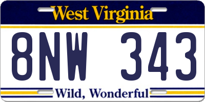 WV license plate 8NW343