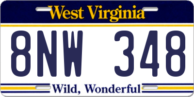 WV license plate 8NW348