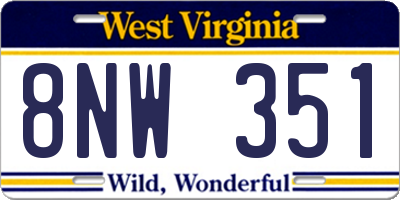 WV license plate 8NW351