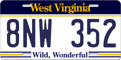 WV license plate 8NW352