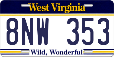 WV license plate 8NW353