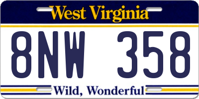 WV license plate 8NW358