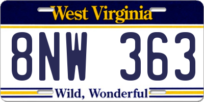 WV license plate 8NW363