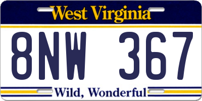 WV license plate 8NW367