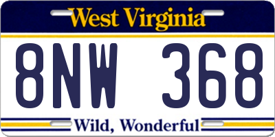 WV license plate 8NW368