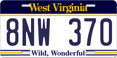 WV license plate 8NW370