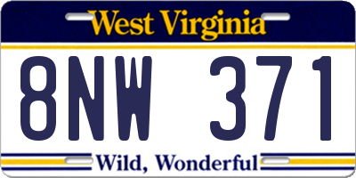 WV license plate 8NW371