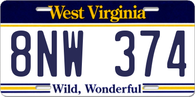 WV license plate 8NW374