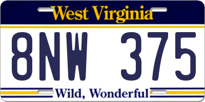 WV license plate 8NW375