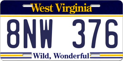 WV license plate 8NW376