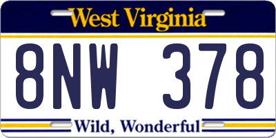WV license plate 8NW378