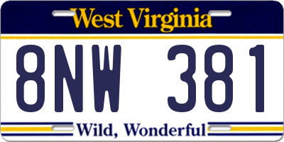 WV license plate 8NW381