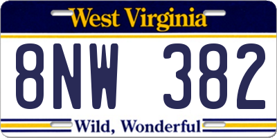 WV license plate 8NW382