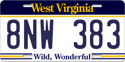 WV license plate 8NW383